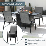 Pizzello Patio Fire Pit Set, Textilene Stackable Chairs And Aluminum Fire Table, Outdoor Firepit Dining Set, view 5