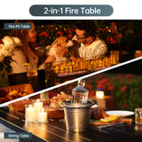 Pizzello Patio Fire Pit Set, Textilene Stackable Chairs And Aluminum Fire Table, Outdoor Firepit Dining Set, view 6