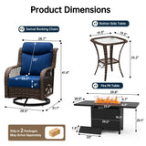 Pizzello Patio Fire Pit Set, Wicker Swivel Rocking Chairs And Aluminum Fire Table, Outdoor Firepit Dining Set, view 2