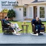 Pizzello Patio Fire Pit Set, Wicker Swivel Rocking Chairs And Aluminum Fire Table, Outdoor Firepit Dining Set, view 5