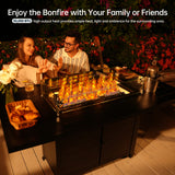 Pizzello Patio Fire Pit Set, Wicker Swivel Rocking Chairs And Aluminum Fire Table, Outdoor Firepit Dining Set, view 6