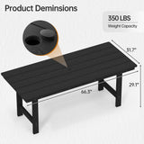 Pizzello Patio HDPE Rectangular Dining Table with Umbrella Hole, view 3