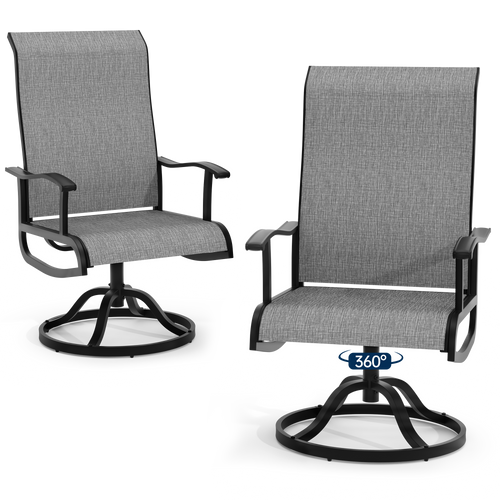 Pizzello Swivel Dining Chair with 360° Rotation - Durable Outdoor Textilene Fabric