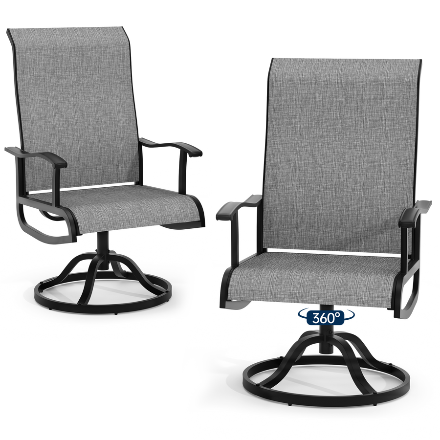 Pizzello Swivel Dining Chair with 360° Rotation - Durable Outdoor Textilene Fabric