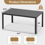 Pizzello Patio Wood-Plastic Composite Dining Table for 4-6 Person, view 3