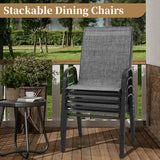 Pizzello Outdoor Dining Set, Textilene Stackable Chairs and Rectangular Table, Patio Dining Table Set, view 3