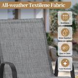 Pizzello Outdoor Dining Set, Textilene Stackable Chairs and Rectangular Table, Patio Dining Table Set, view 4