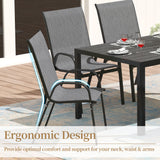 Pizzello Outdoor Dining Set, Textilene Stackable Chairs and Rectangular Table, Patio Dining Table Set, view 5