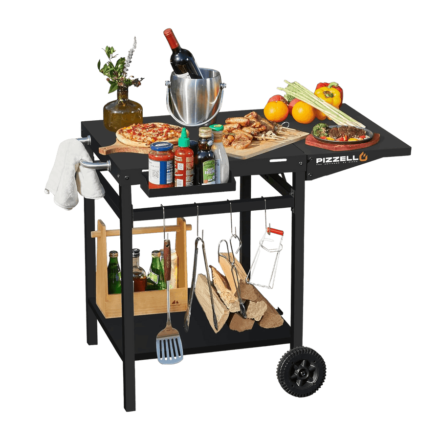 Pizzello Outdoor Grill Dining Cart Movable Pizza Oven Trolley BBQ Stand