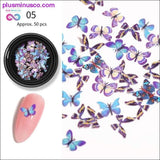 Plus Minus Co 1 Box 50 Pcs Colorful Butterfly Nail Flakies Sequins Sparkle, view 2