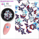 Plus Minus Co 1 Box 50 Pcs Colorful Butterfly Nail Flakies Sequins Sparkle, view 4