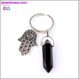 Plus Minus Co 1 PC Natural Quartz Evil Eye Fatima Pink Crystal Key Chain, view 2