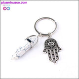 Plus Minus Co 1 PC Natural Quartz Evil Eye Fatima Pink Crystal Key Chain, view 5