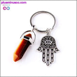 Plus Minus Co 1 PC Natural Quartz Evil Eye Fatima Pink Crystal Key Chain, view 6
