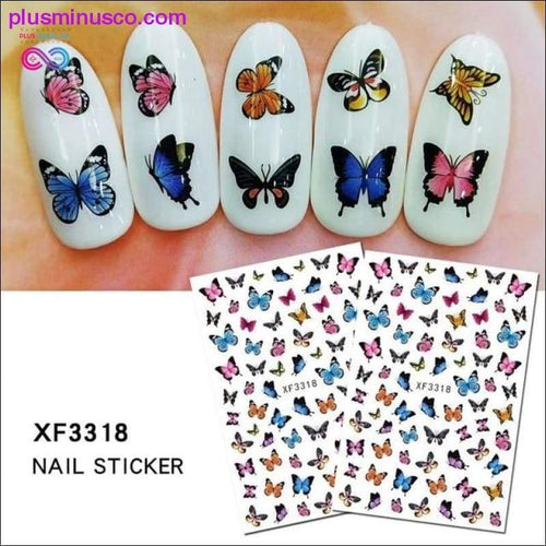 Plus Minus Co 1 Pcs Beautiful Butterfly Fantasy 3D Back Glue Nail Decal