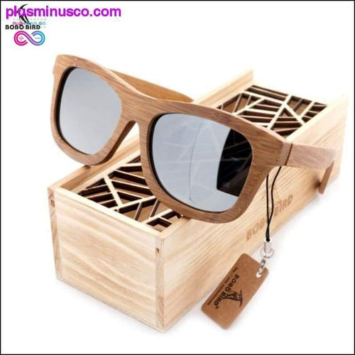 Plus Minus Co 100% Natural Handmade Bamboo Wooden Sunglasses Polarized