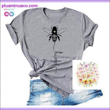 Plus Minus Co Bee Kind Print Women Short Sleeve O Neck Loose Tshirt, view 2