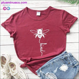 Plus Minus Co Bee Kind Print Women Short Sleeve O Neck Loose Tshirt, view 3