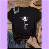 Plus Minus Co Bee Kind Print Women Short Sleeve O Neck Loose Tshirt, view 4