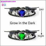 Plus Minus Co 12 Constellation Zodiac Sign Black Braided Leather Bracelet, view 3