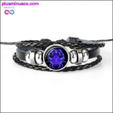 Plus Minus Co 12 Constellation Zodiac Sign Black Braided Leather Bracelet, view 4