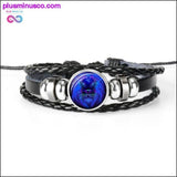 Plus Minus Co 12 Constellation Zodiac Sign Black Braided Leather Bracelet, view 5
