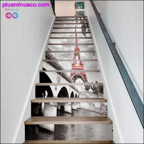 Plus Minus Co 13 Pcs/Set 3D Stairs Stickers, DIY Self-adhesive Decal