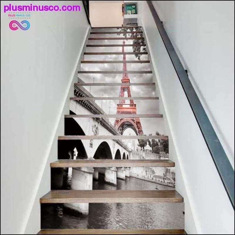Plus Minus Co 13 Pcs/Set 3D Stairs Stickers, DIY Self-adhesive Decal