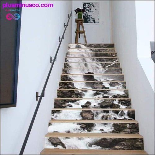 Plus Minus Co 13Pcs/Set DIY 3D Stairway Stickers Waterfall Stairs Stickers