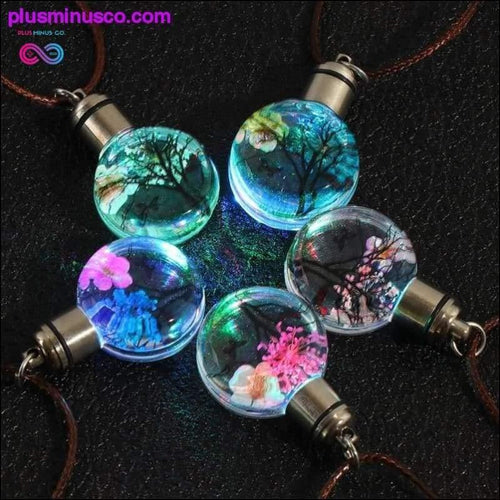 Plus Minus Co 1PC Trendy Dried Flowers Necklace LED Luminous Flower