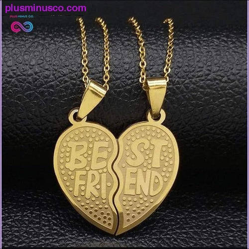 Plus Minus Co 2 PCS Heart Best Friend Stainless Steel Necklace for Friend