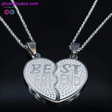 Plus Minus Co 2 PCS Heart Best Friend Stainless Steel Necklace for Friend, view 3