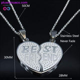 Plus Minus Co 2 PCS Heart Best Friend Stainless Steel Necklace for Friend, view 5