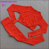 Plus Minus Co 2 pcs/set Seamless Women Sport Suit Gym Workout Clothes Long, view 4