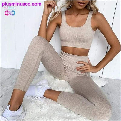 Plus Minus Co 2 Piece Set Athletic Yoga Workout Clothes for Women at