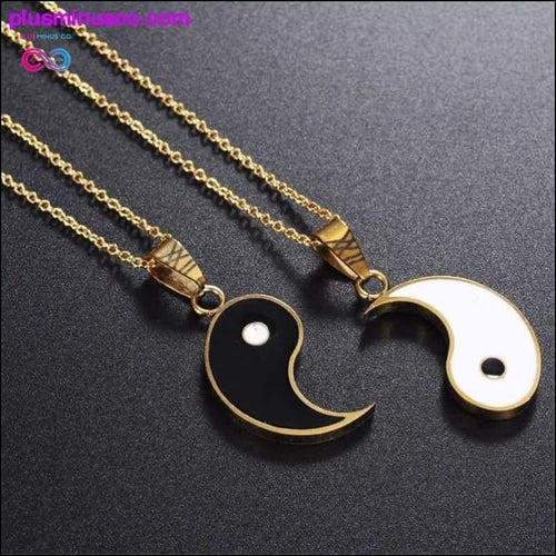 Plus Minus Co Yin Yang Pendant Necklace for Couples or BFF 2 Piece