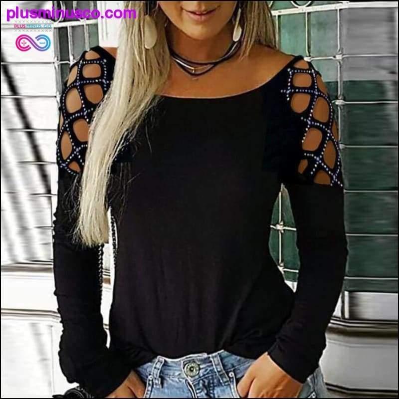 Plus Minus Co Winter Women Long Sleeve T-Shirt Women Korean Style Hollow