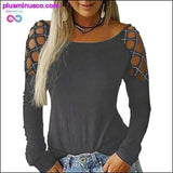 Plus Minus Co Winter Women Long Sleeve T-Shirt Women Korean Style Hollow, view 5