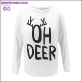 Plus Minus Co Oh Deer! Long Sleeve Casual Loose Sleeping Tee Cartoon Pattern Sweatshirt 2021 Christmas Sweatshirt, view 2