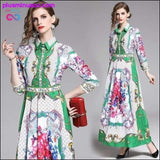 Plus Minus Co Floral Print Collar Ribbon Tie Neck Long Sleeve Party Dress, view 2