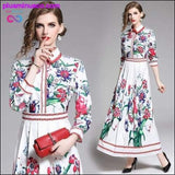 Plus Minus Co Floral Print Collar Ribbon Tie Neck Long Sleeve Party Dress, view 5