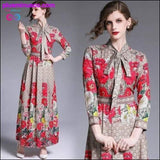 Plus Minus Co Floral Print Collar Ribbon Tie Neck Long Sleeve Party Dress, view 6