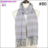 Plus Minus Co Plaid Scarf Shawls Pashmina Cashmere Knit Soft Unisex Retro, view 4