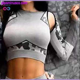 Plus Minus Co Women Seamless Camo Sports Yoga Shirts Long Sleeves, view 3
