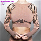 Plus Minus Co Women Seamless Camo Sports Yoga Shirts Long Sleeves, view 6