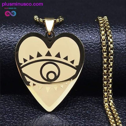 Plus Minus Co Blue Eyes Hamasa Hand Stainless Steel Statement Necklace