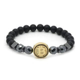 Plus Minus Co Bitcoin Bracelet Men Black Hematite Stone Charm Bracelets, view 2