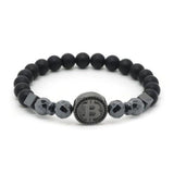 Plus Minus Co Bitcoin Bracelet Men Black Hematite Stone Charm Bracelets, view 3