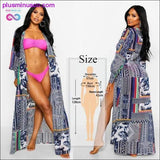 Plus Minus Co 2020 Multicolored Bohemian Floral Printed Long Kimono, view 3