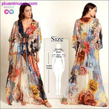 Plus Minus Co 2020 Multicolored Bohemian Floral Printed Long Kimono, view 5